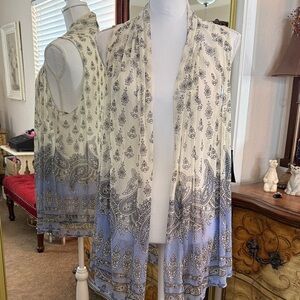 INC International Concepts Ivory and Lavender Duster